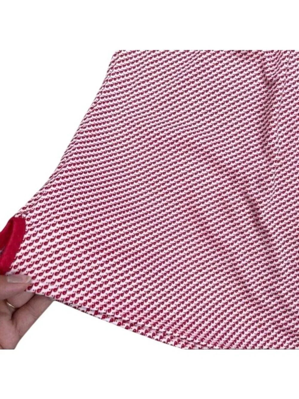 Mexican Artisan Apron Tradicional Pullover Style Red printed front pockets SZ M